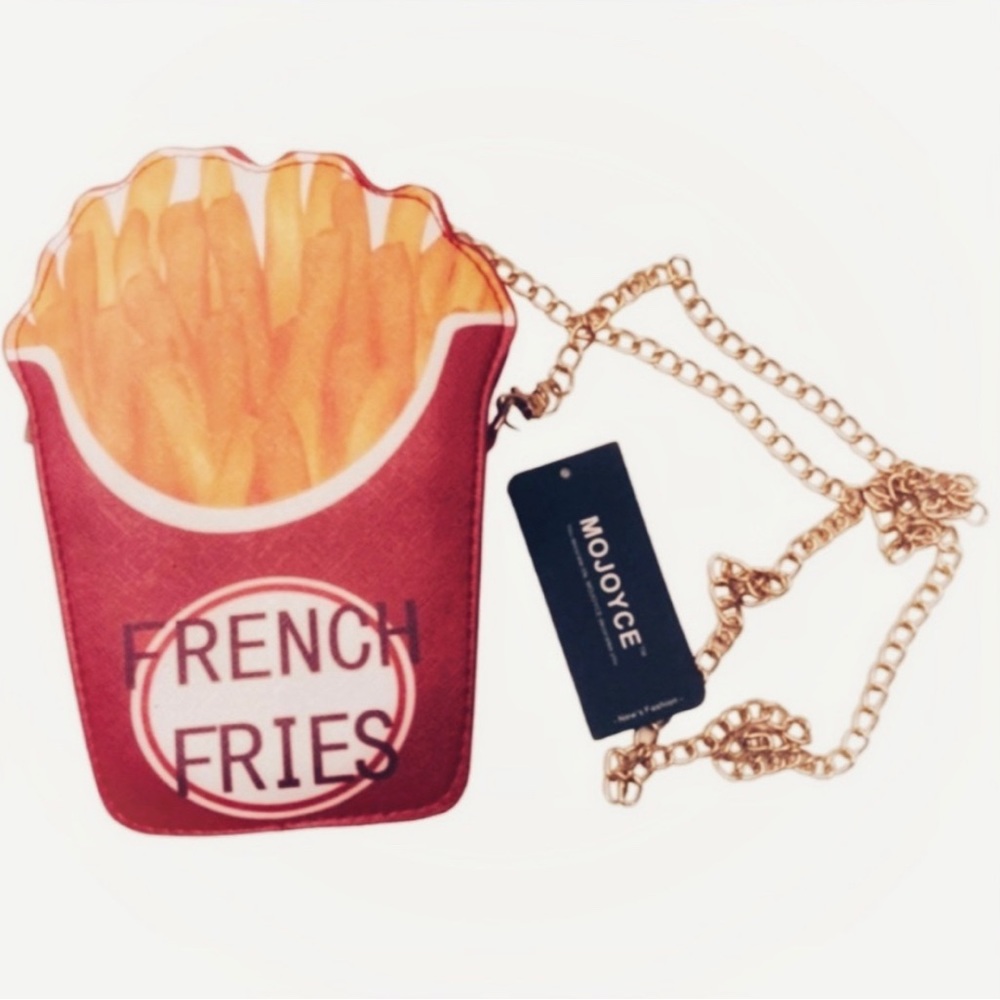 French Fry Crossbody Bag, Gold chain, NWT